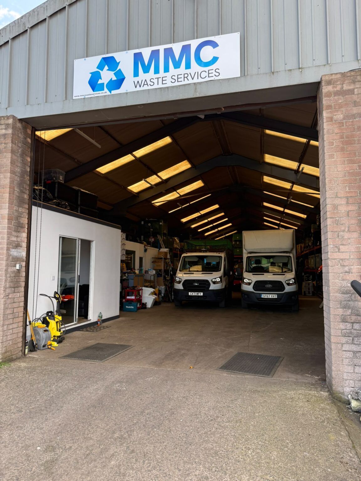 MMC Waste Services depot in Johnstone with collection trucks ready